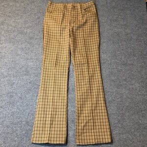 Vintage Wrangler Plaid Flare Pants USA Made 70s 31x33 Brown Bootcut